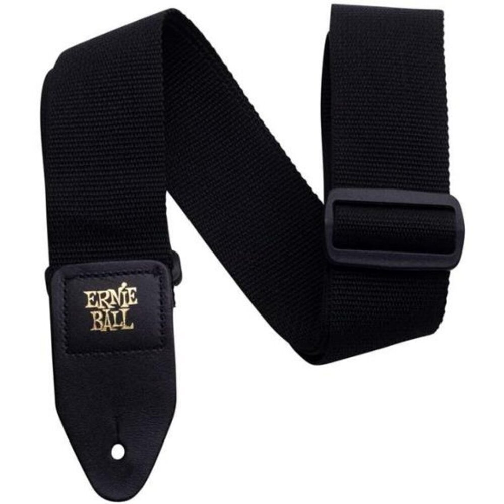 Black Adjustable Guitar Strap 2 Inch Wide Leather Ends Acoustic Electric